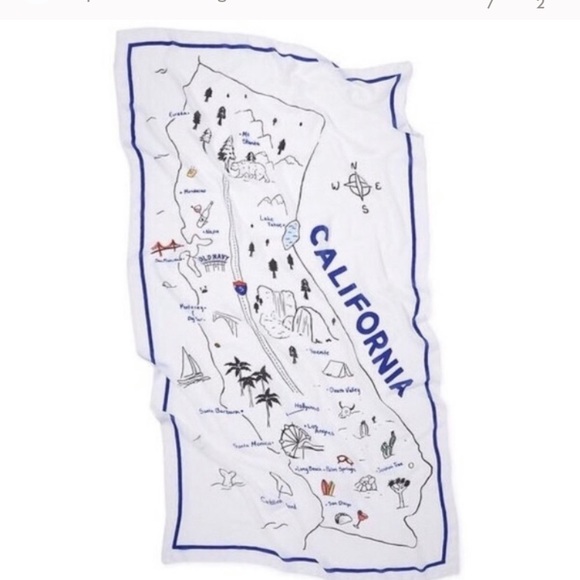 Old Navy Accessories - Old Navy Blanket Scarf California State Map White Graphic Oversized